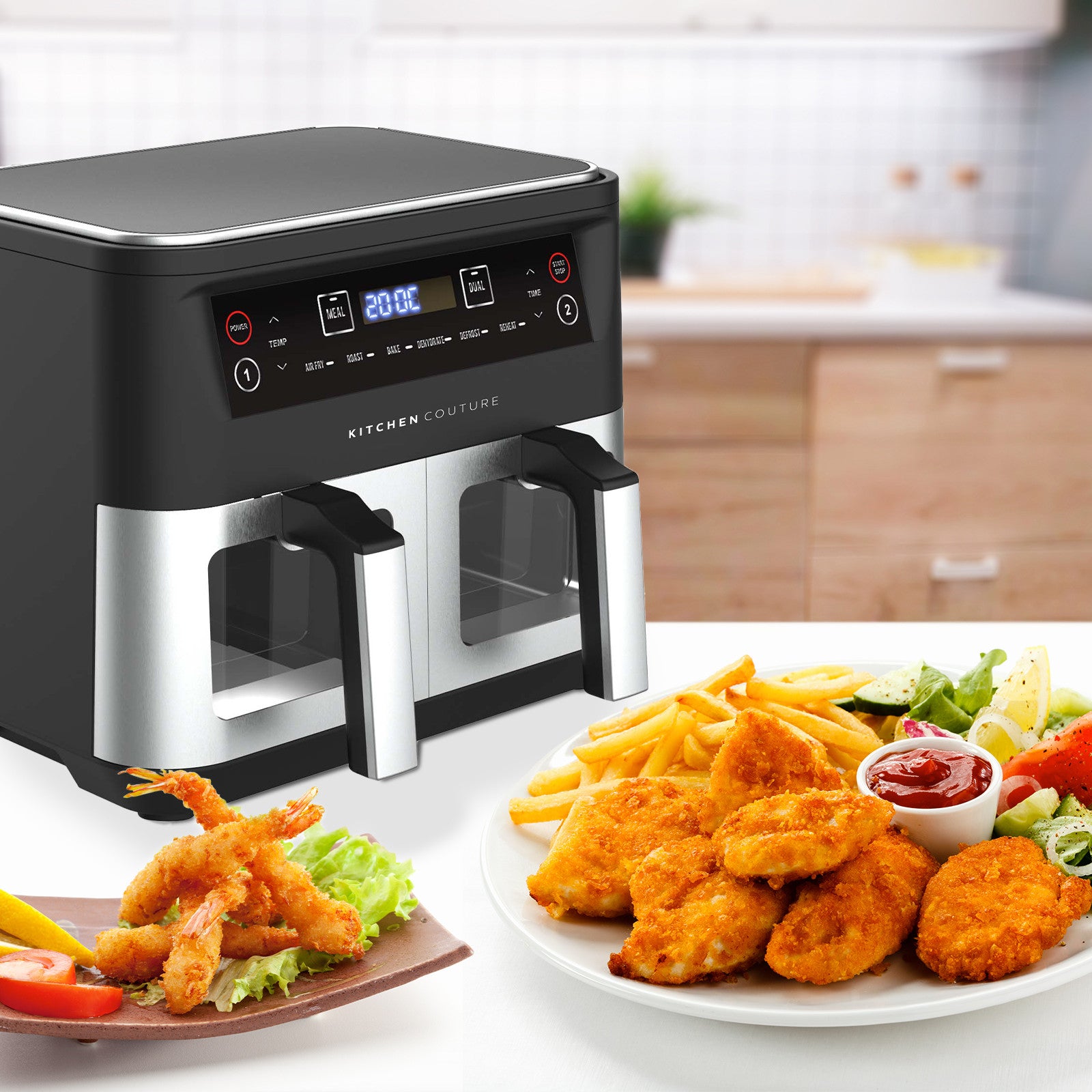 Kitchen Couture Dual View 2 x 5 Litre (10 Litre) Air Fryer Stainless Steel V160-10004409