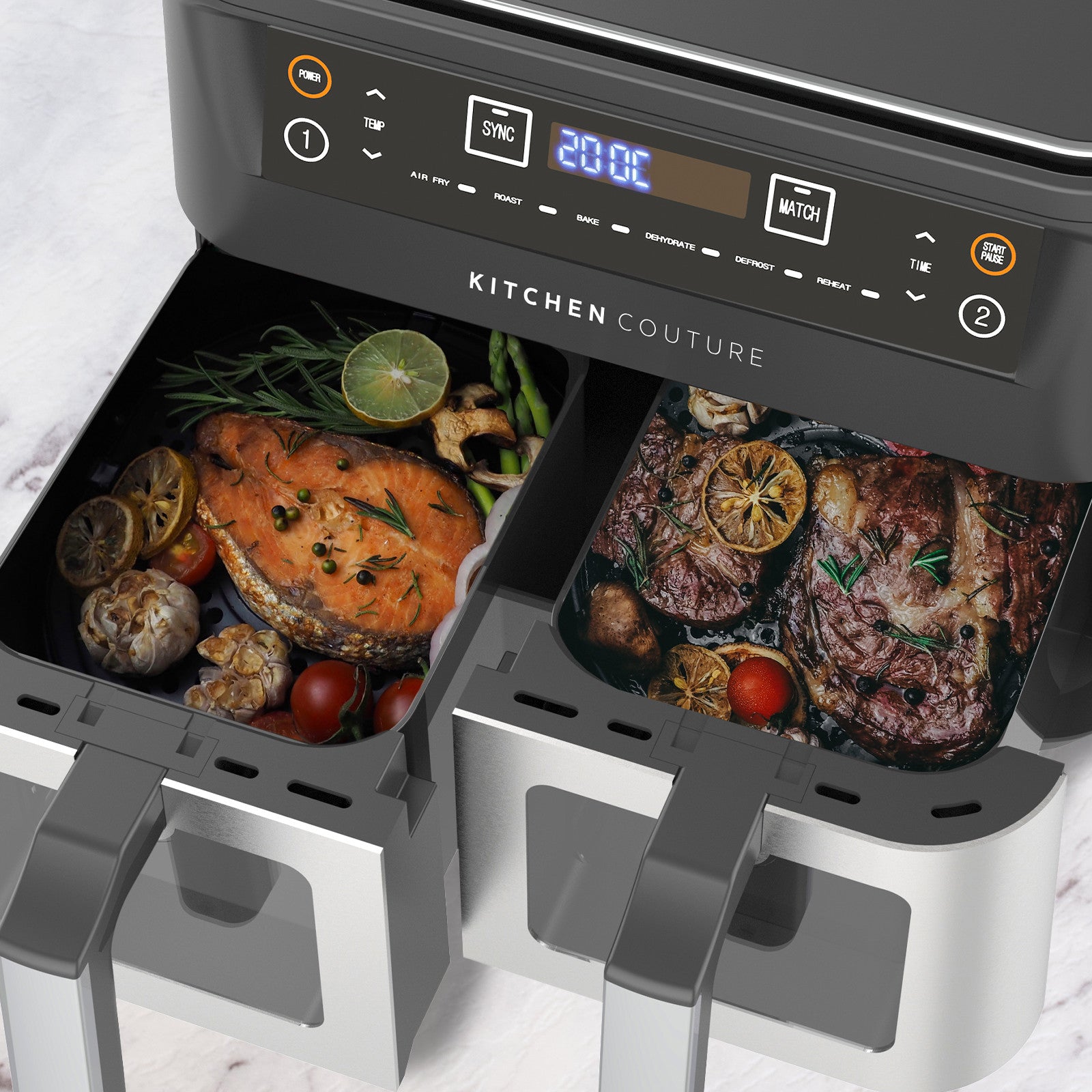 Kitchen Couture Dual View 2 x 5 Litre (10 Litre) Air Fryer Stainless Steel V160-10004409