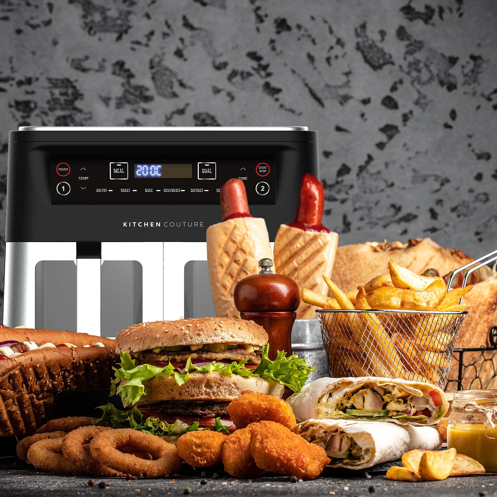 Kitchen Couture Dual View 2 x 5 Litre (10 Litre) Air Fryer Stainless Steel V160-10004409