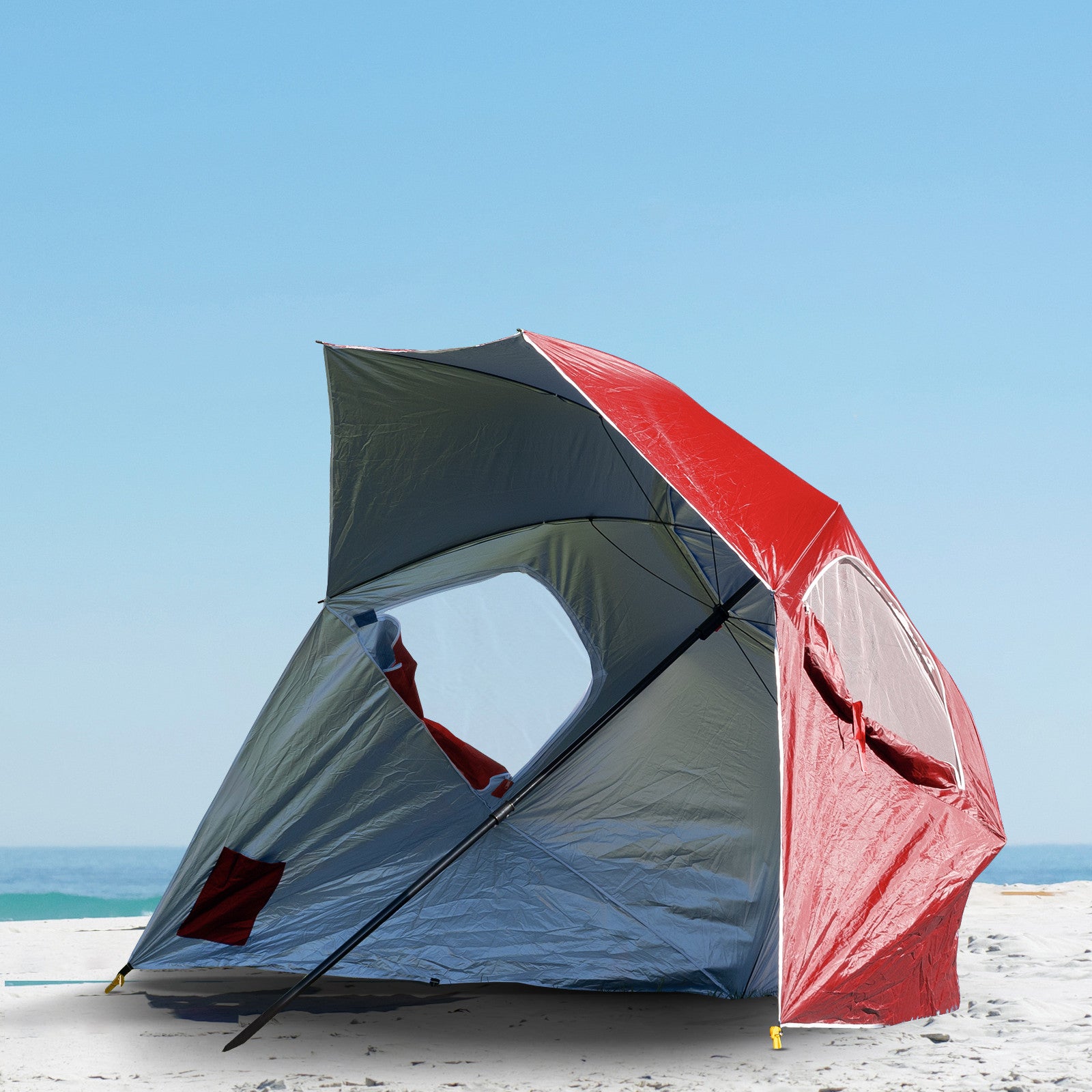 Havana Outdoors Beach Umbrella 2.4M Outdoor Garden Beach Portable Shade Shelter - Red V160-10004415