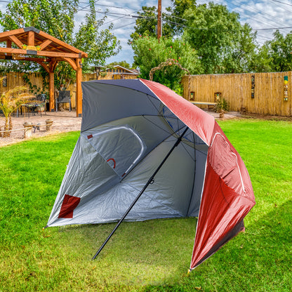 Havana Outdoors Beach Umbrella 2.4M Outdoor Garden Beach Portable Shade Shelter - Red V160-10004415