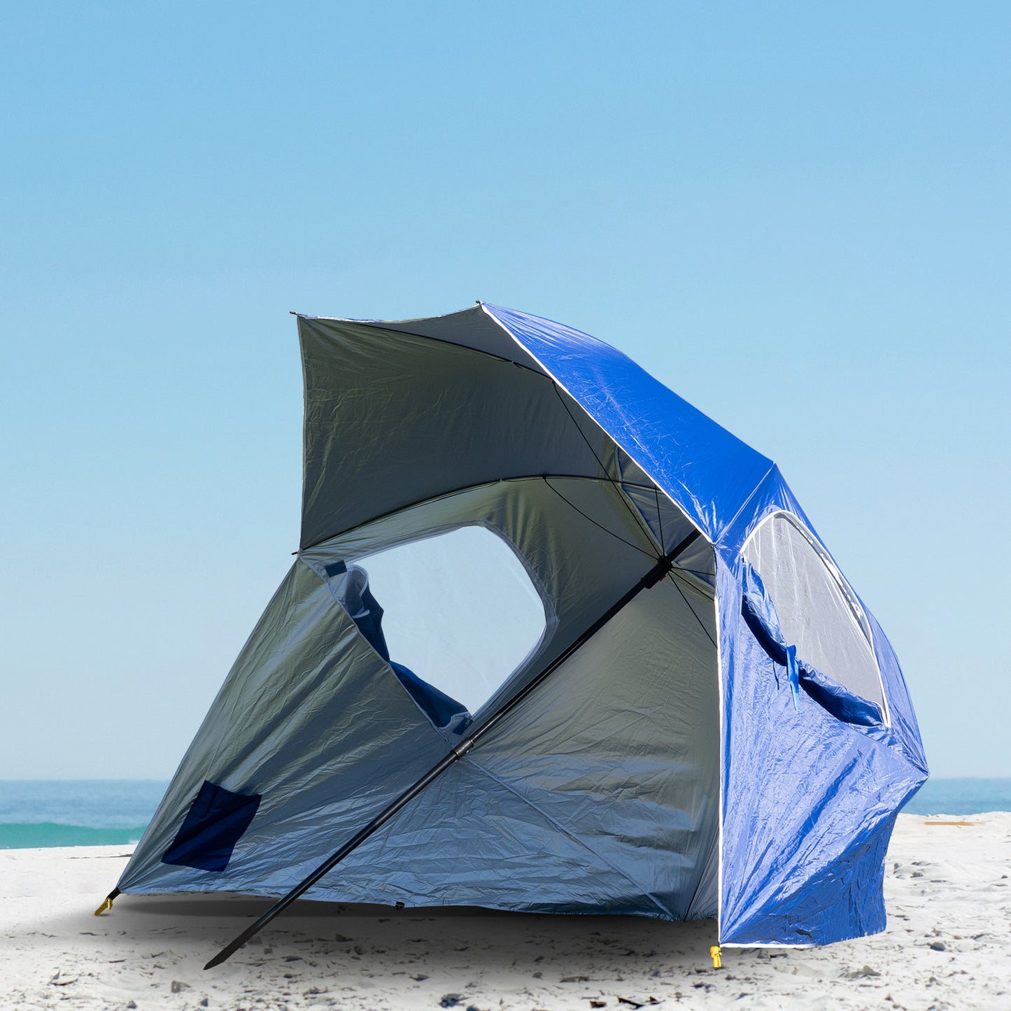 Havana Outdoors Beach Umbrella 2.4M Outdoor Garden Beach Portable Shade Shelter - Blue V160-10004416