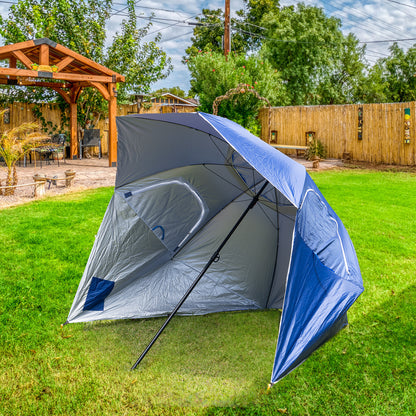 Havana Outdoors Beach Umbrella 2.4M Outdoor Garden Beach Portable Shade Shelter - Blue V160-10004416
