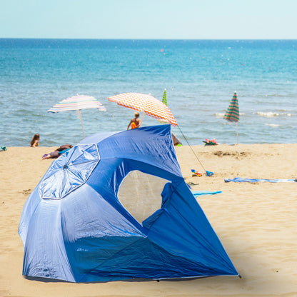 Havana Outdoors Beach Umbrella 2.4M Outdoor Garden Beach Portable Shade Shelter - Blue V160-10004416