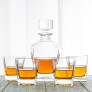 Novare Oval Whiskey Decanter Bottle With 4 Whiskey Glasses Set V160-10004427