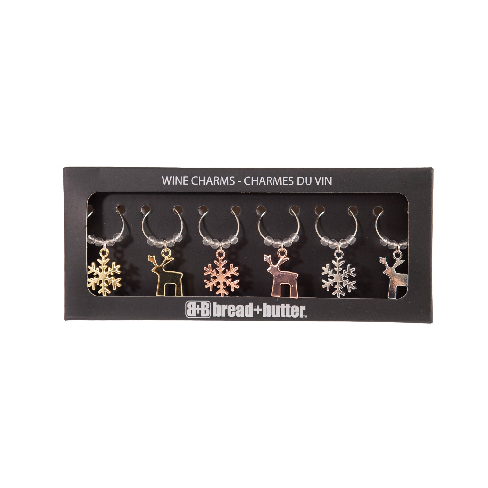 Bread and Butter (3) Snowflake and (3) Reindeer Wie Glass Charms - 6 Pack V160-10004438