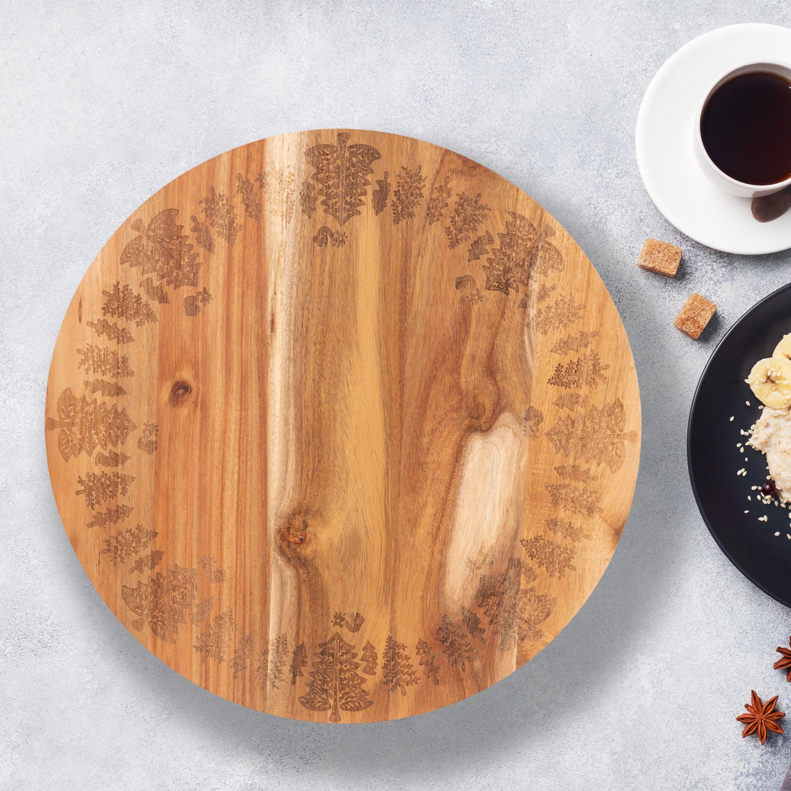 Bread and Butter 18 Inch Wooden Lazy Susan Tray - Trees V160-10004451