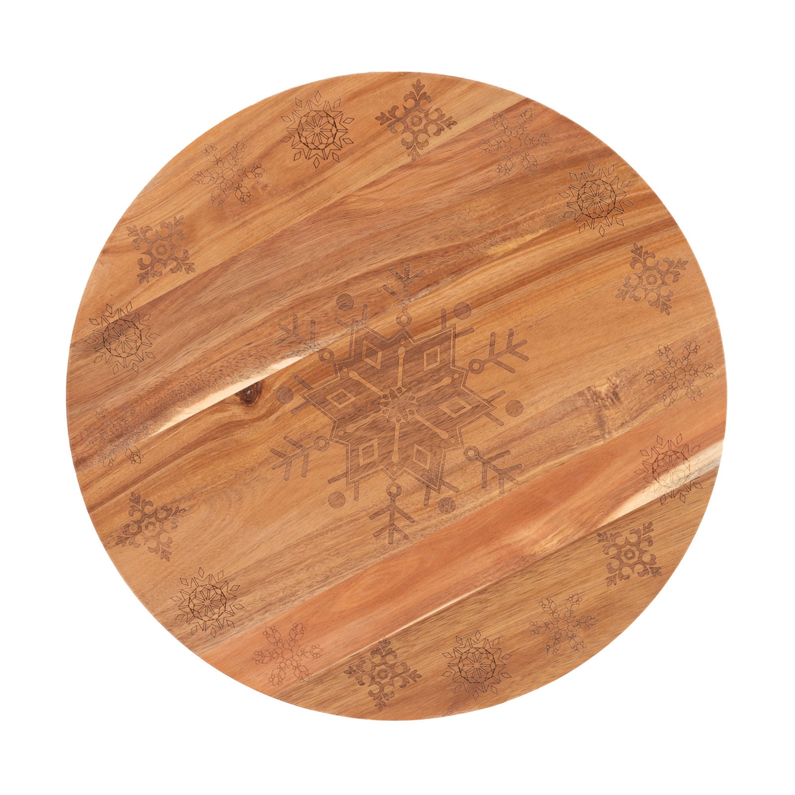 Bread and Butter 18 Inch Wooden Lazy Susan Tray - Wood Snowflake V160-10004452