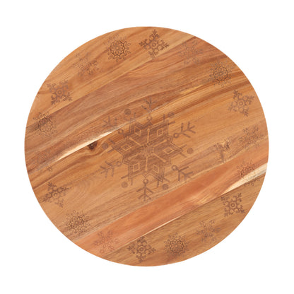 Bread and Butter 18 Inch Wooden Lazy Susan Tray - Wood Snowflake V160-10004452