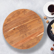 Bread and Butter 18 Inch Wooden Lazy Susan Tray - Wood Snowflake V160-10004452