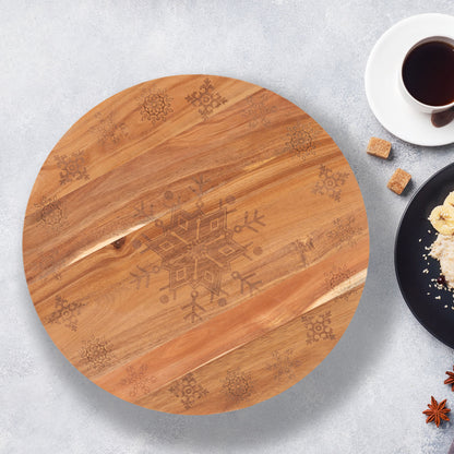 Bread and Butter 18 Inch Wooden Lazy Susan Tray - Wood Snowflake V160-10004452