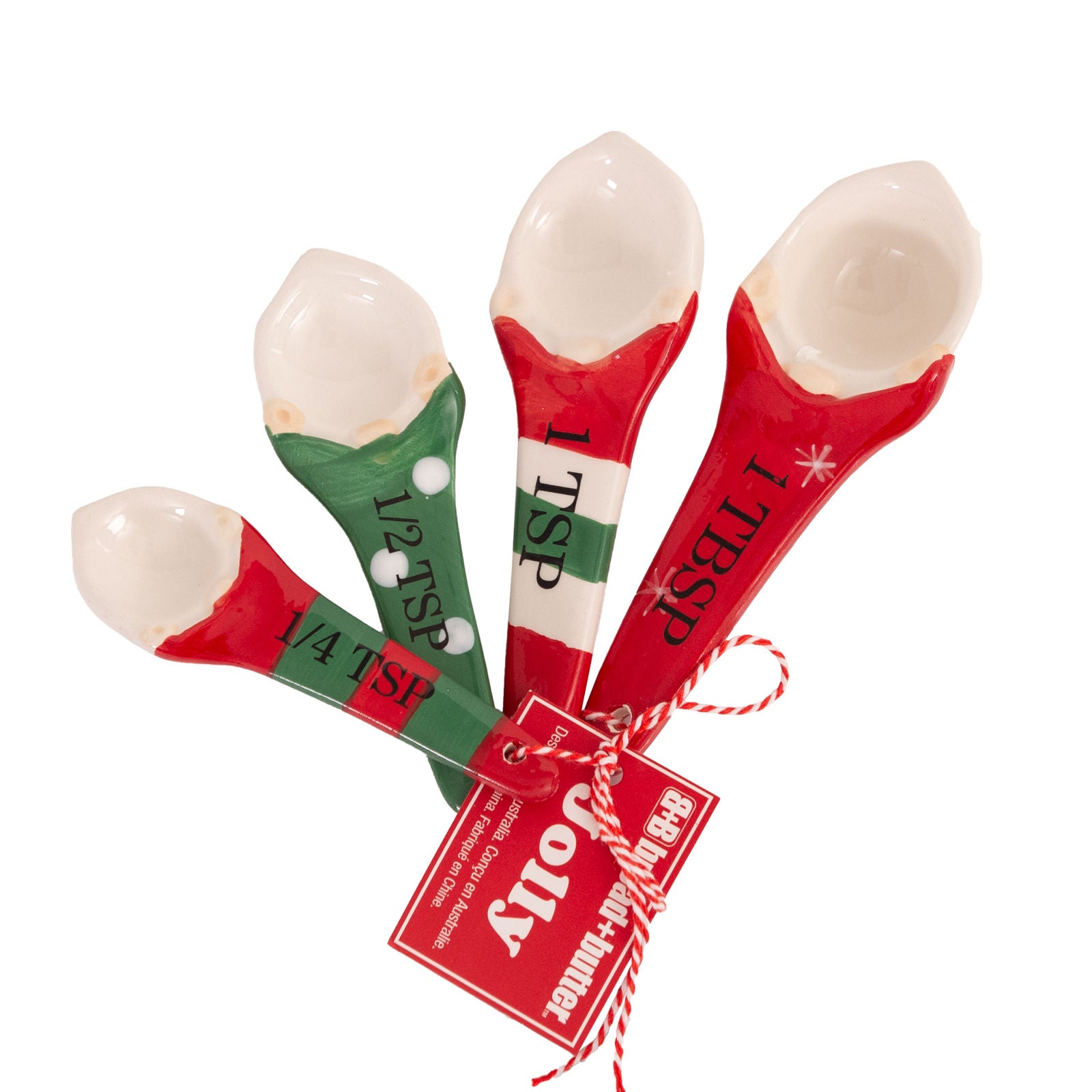 Bread and Butter Gnome Measuring Spoons - 4 Pack - Green/ Red/ White V160-10004459