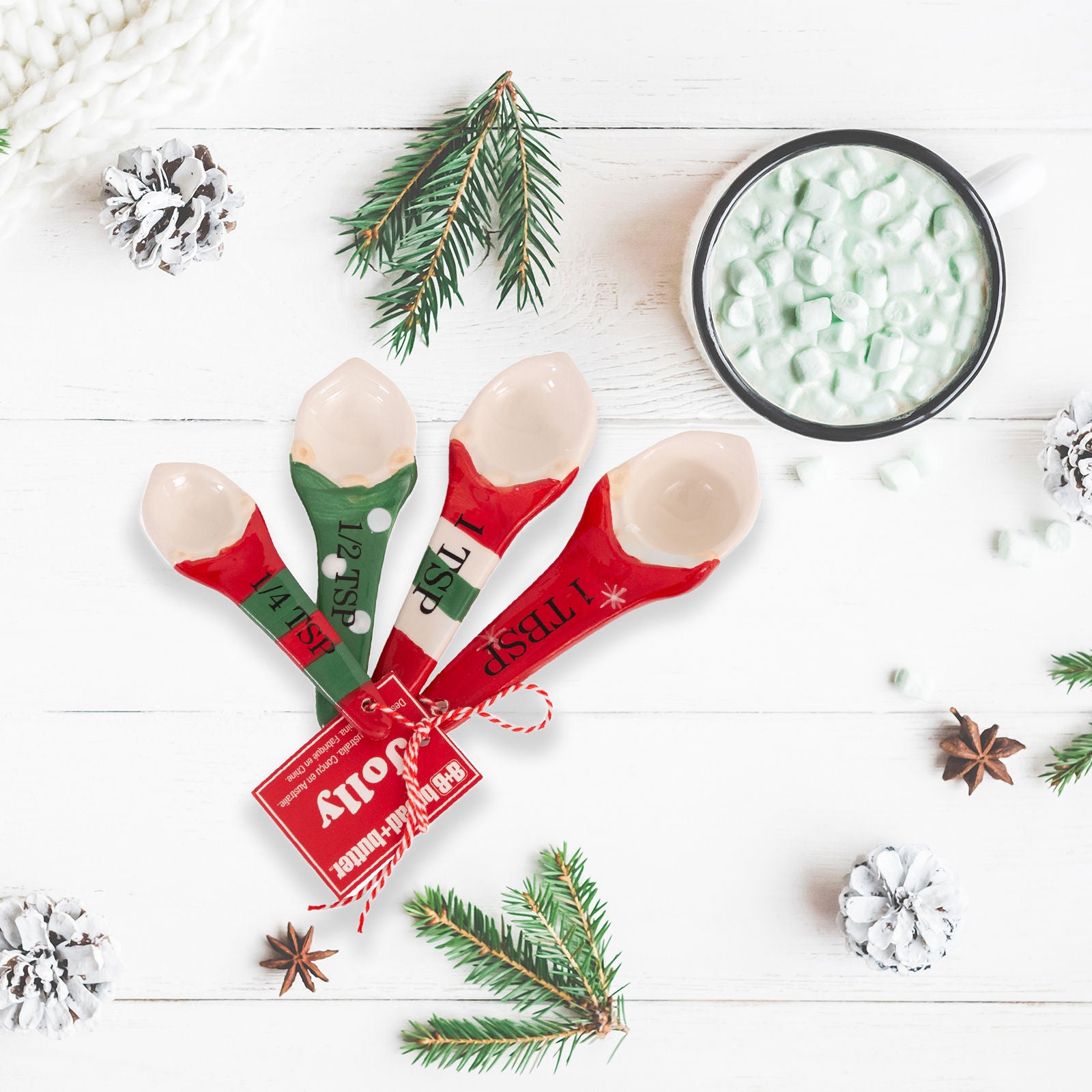 Bread and Butter Gnome Measuring Spoons - 4 Pack - Green/ Red/ White V160-10004459