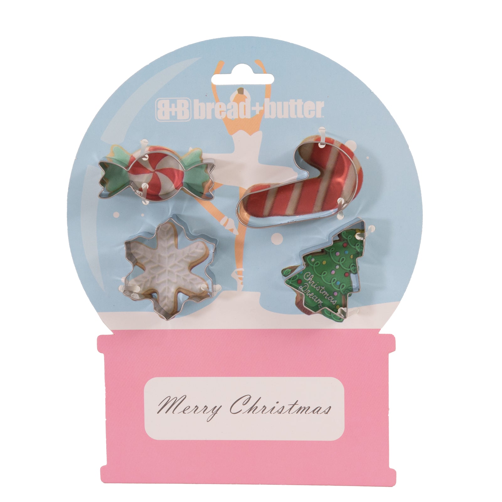 Bread and Butter Cookie Cutter - Snowglobe, Card, Tree, Candy Cane - 4 Pack V160-10004460