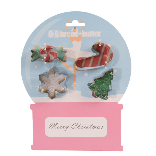 Bread and Butter Cookie Cutter - Snowglobe, Card, Tree, Candy Cane - 4 Pack V160-10004460