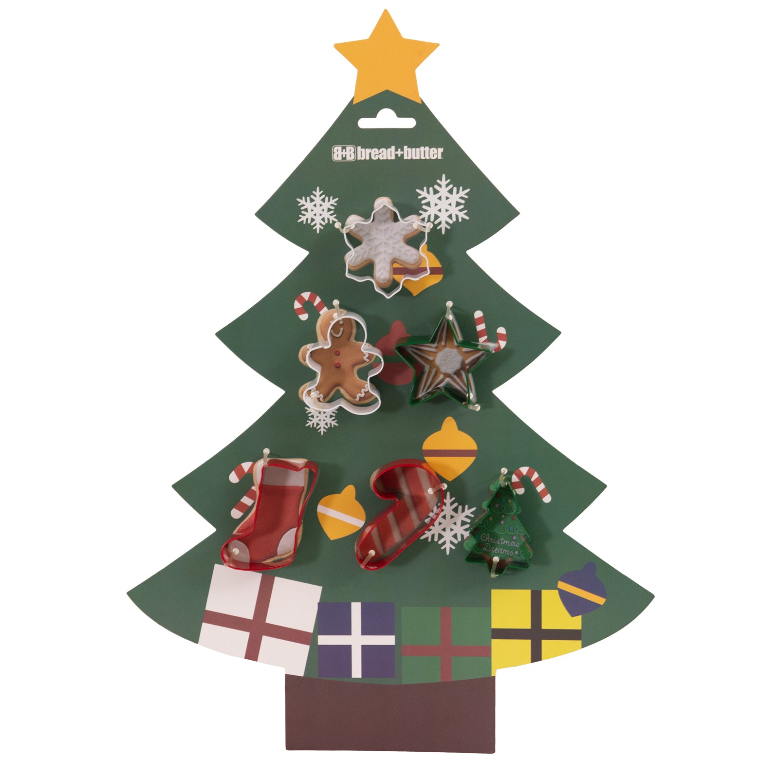Bread and Butter Cookie Cutter Set - Tree, Sock, Gman, flake, Star, Candy - 6 Pk V160-10004464