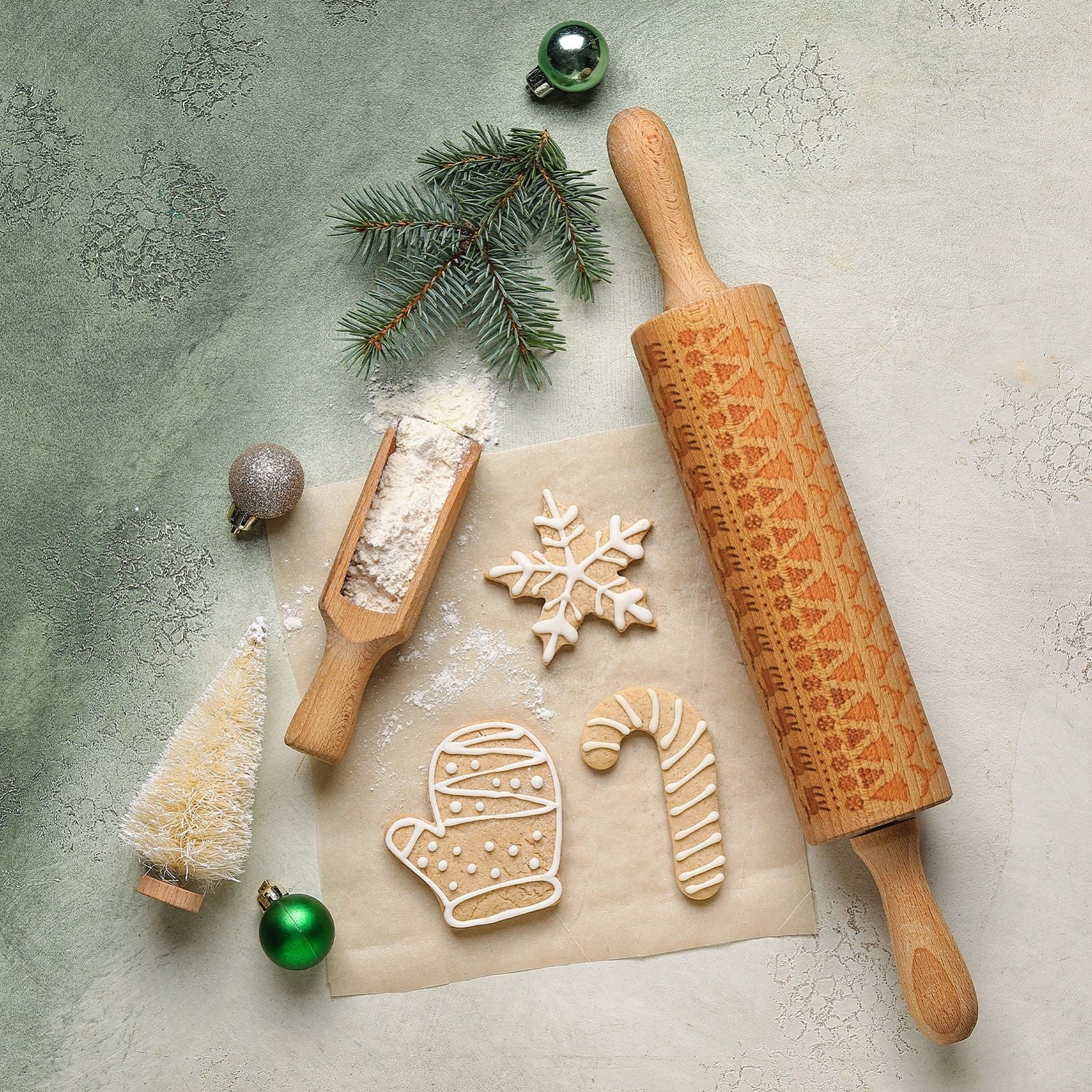 Bread and Butter Laser Etch Wooden Rolling Pin - Fairisle V160-10004468