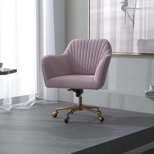 Casa Decor Arles Velvet Office Chair Mid Back Swivel Height Adjustable Blush V160-10004478