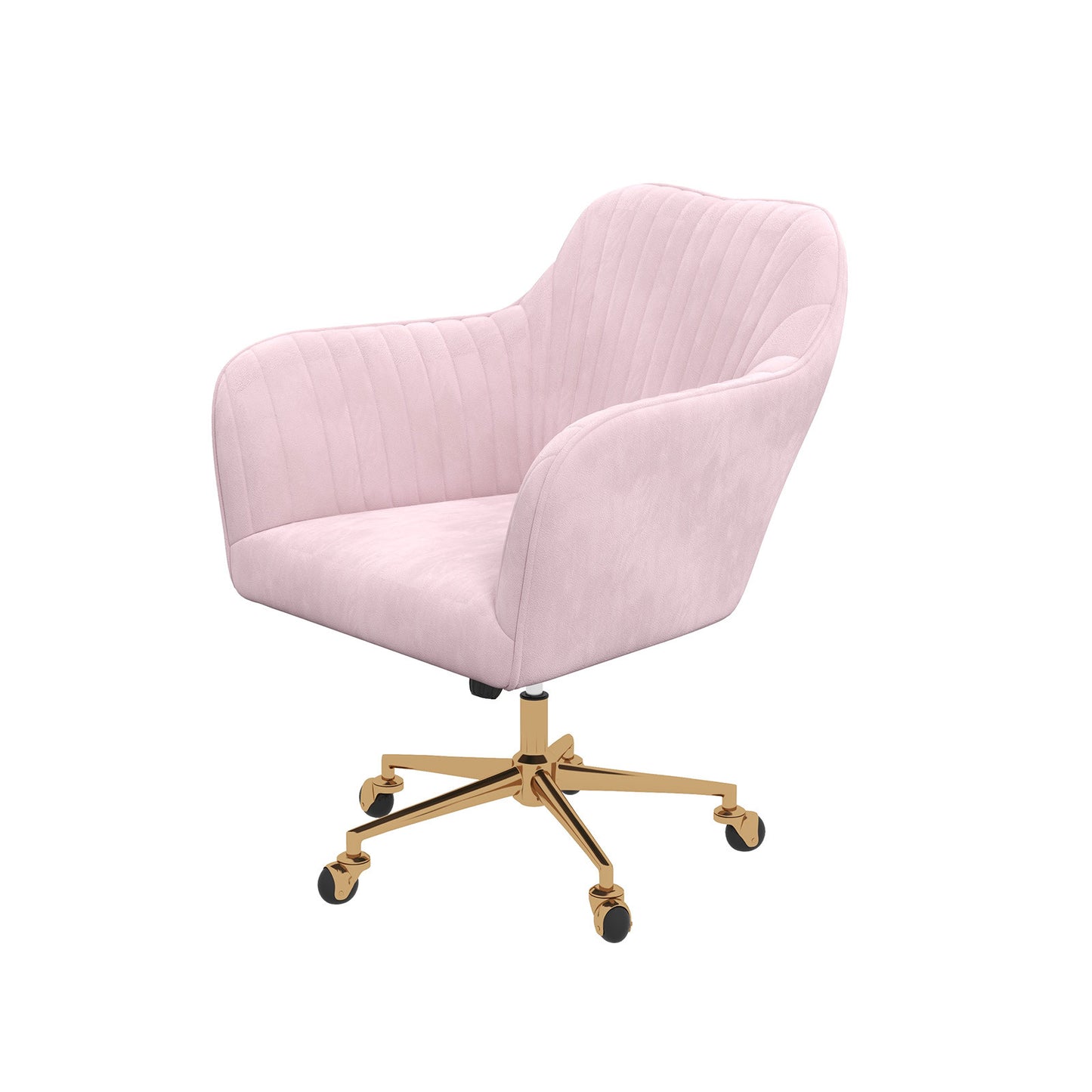 Casa Decor Arles Velvet Office Chair Mid Back Swivel Height Adjustable Blush V160-10004478
