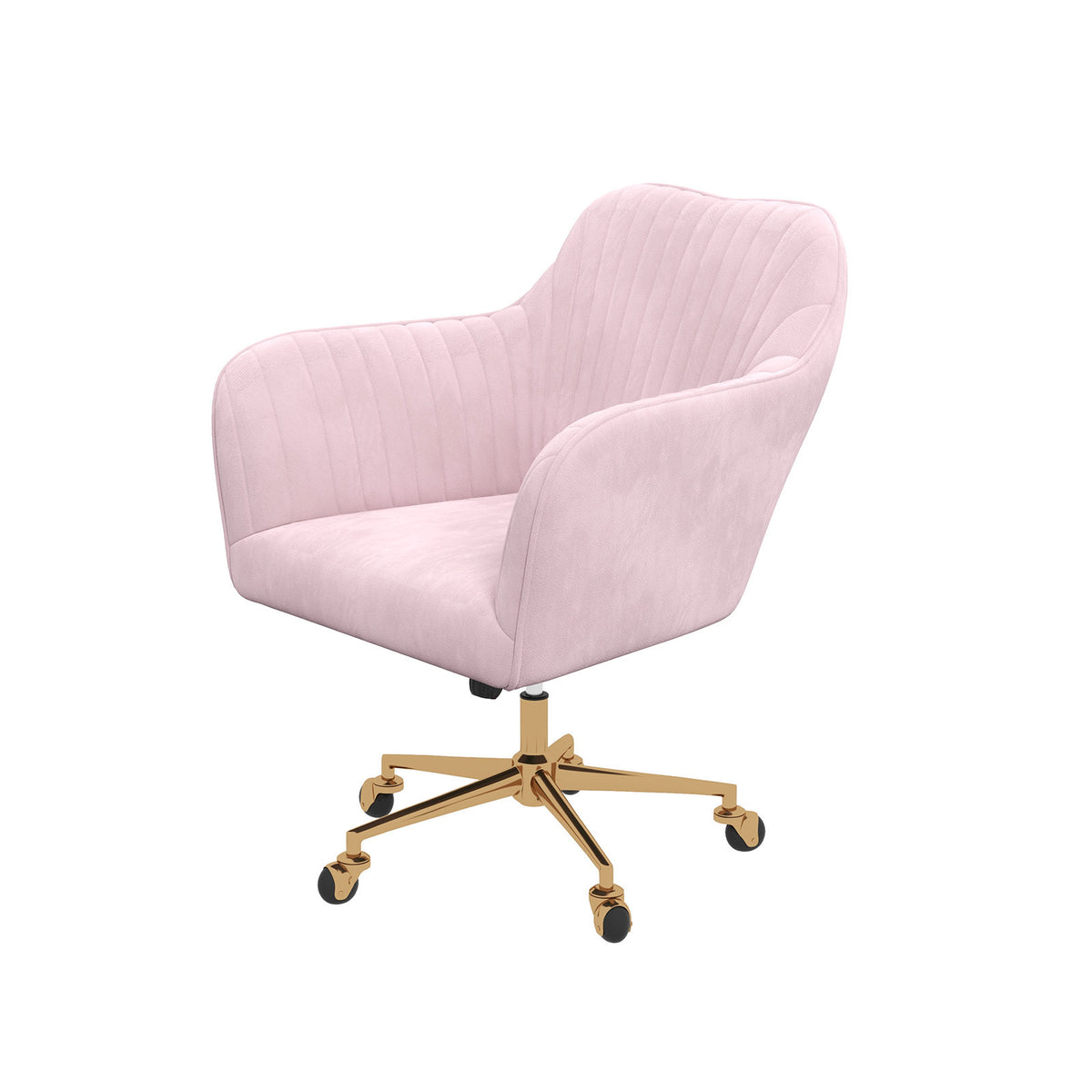 Casa Decor Arles Velvet Office Chair Mid Back Swivel Height Adjustable Blush V160-10004478
