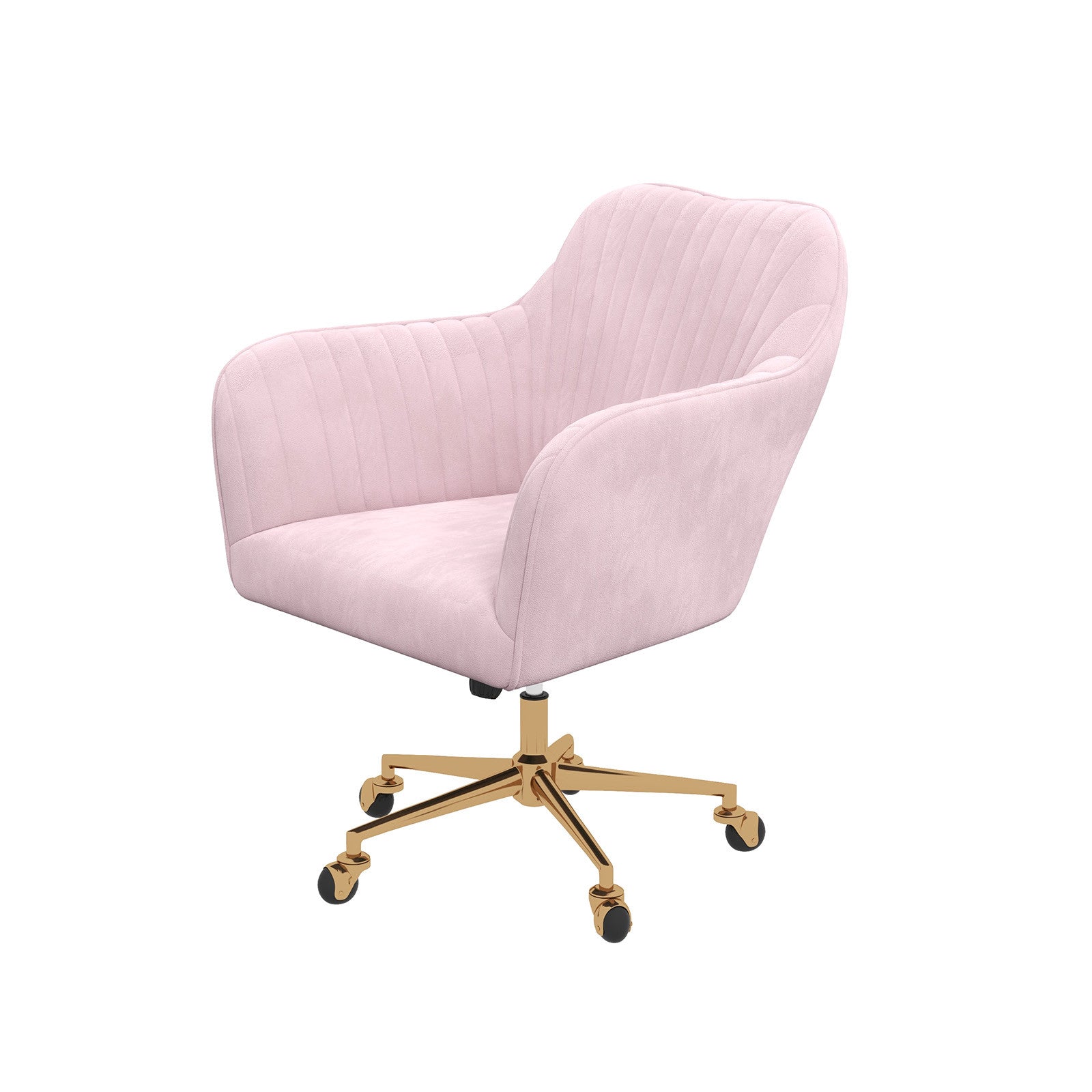 Casa Decor Arles Velvet Office Chair Mid Back Swivel Height Adjustable Blush V160-10004478