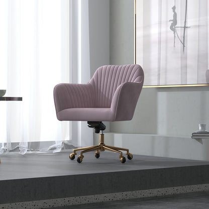 Casa Decor Arles Velvet Office Chair Mid Back Swivel Height Adjustable Blush V160-10004478