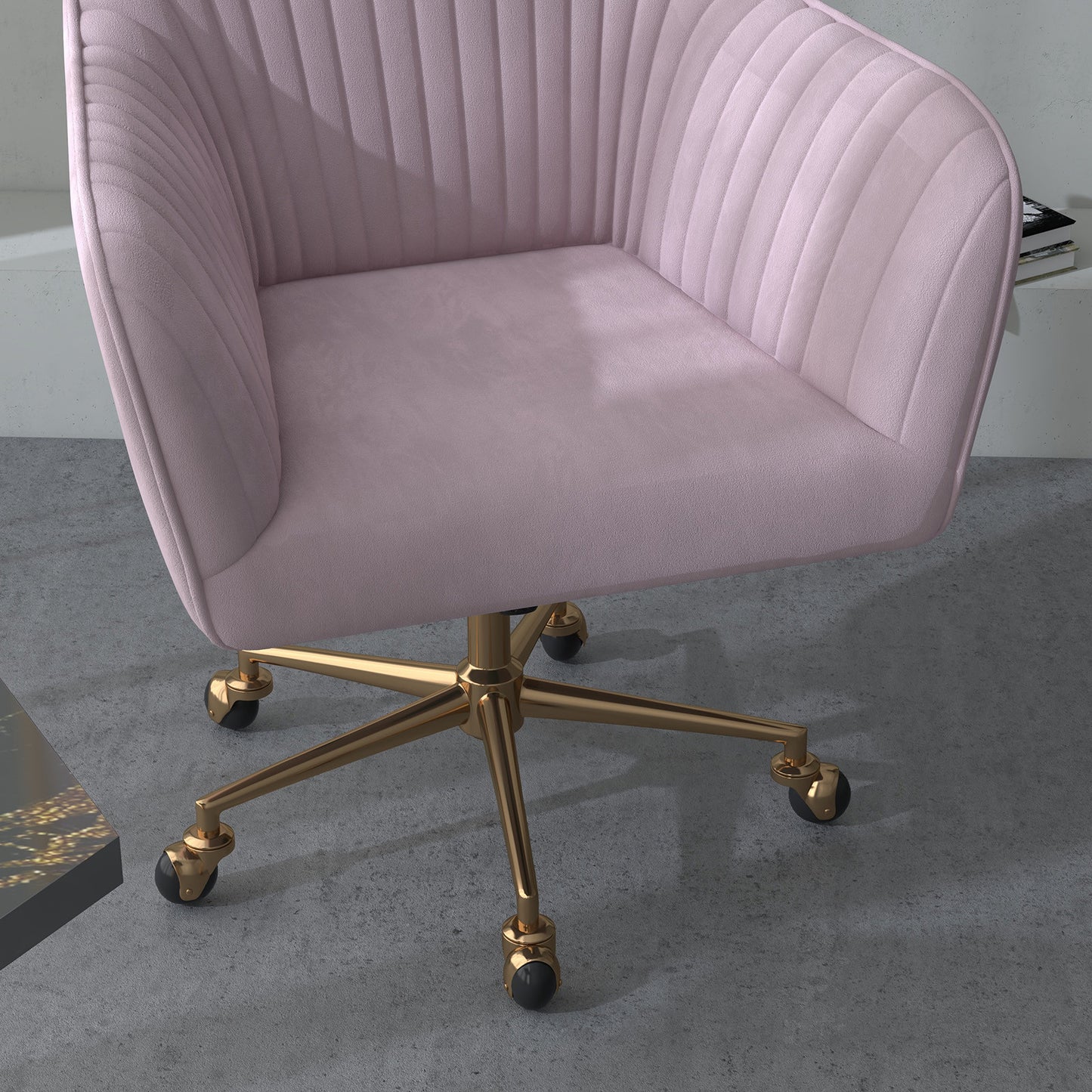 Casa Decor Arles Velvet Office Chair Mid Back Swivel Height Adjustable Blush V160-10004478