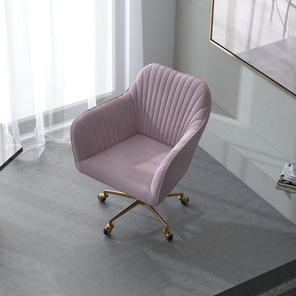 Casa Decor Arles Velvet Office Chair Mid Back Swivel Height Adjustable Blush V160-10004478