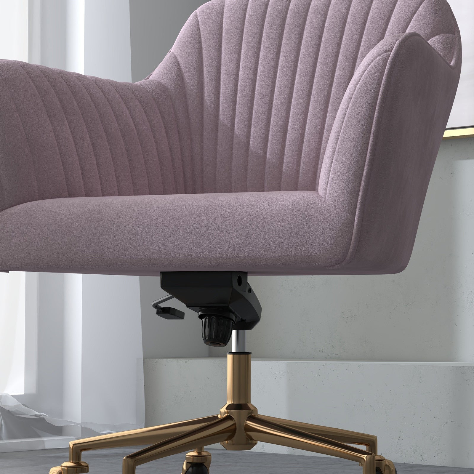 Casa Decor Arles Velvet Office Chair Mid Back Swivel Height Adjustable Blush V160-10004478
