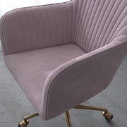 Casa Decor Arles Velvet Office Chair Mid Back Swivel Height Adjustable Blush V160-10004478