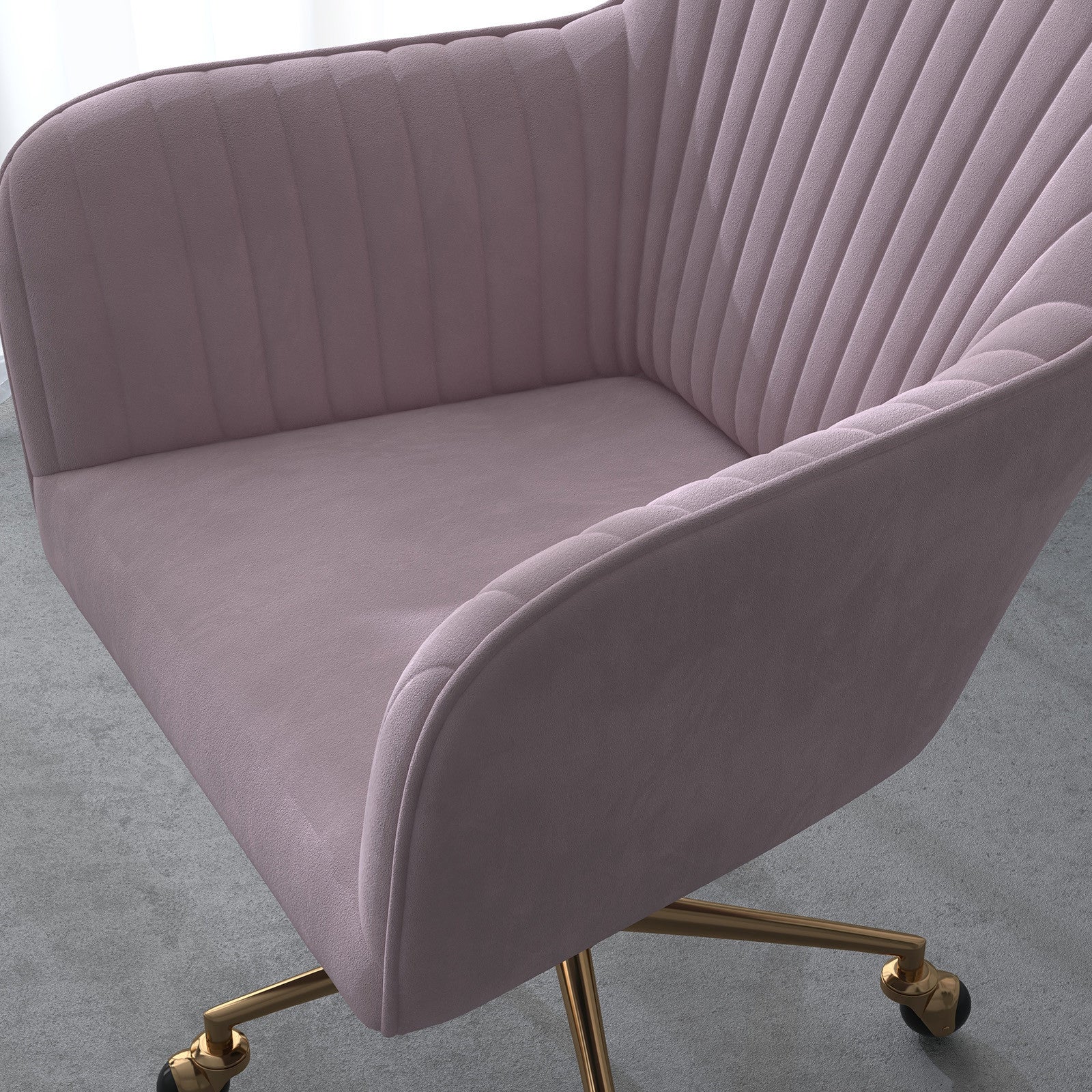 Casa Decor Arles Velvet Office Chair Mid Back Swivel Height Adjustable Blush V160-10004478