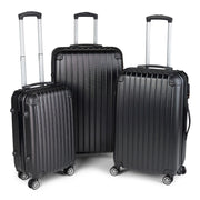 Milano Premium 3pc ABS Luggage Suitcase Luxury Hard Case Shockproof Travel Set - Black V160-151170