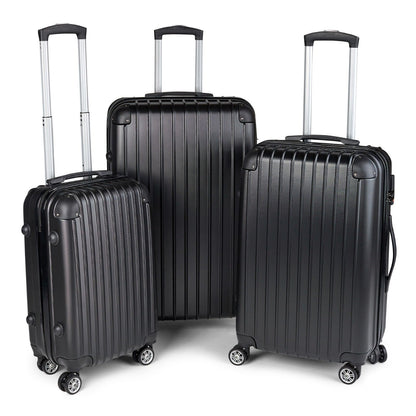 Milano Premium 3pc ABS Luggage Suitcase Luxury Hard Case Shockproof Travel Set - Black V160-151170