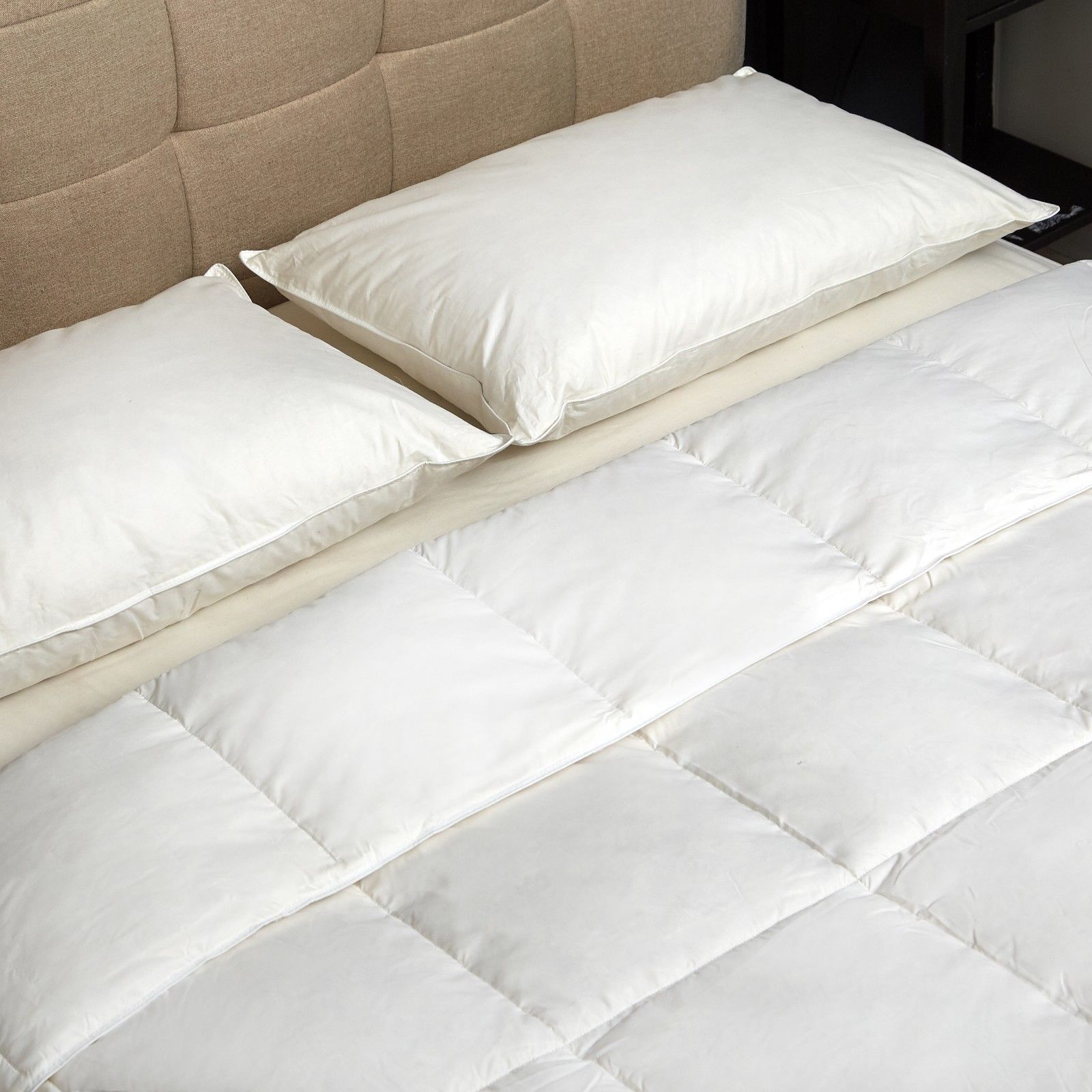Royal Comfort Goose Down Feather Pillows 1000GSM 100% Cotton Cover - Twin Pack V160-201095