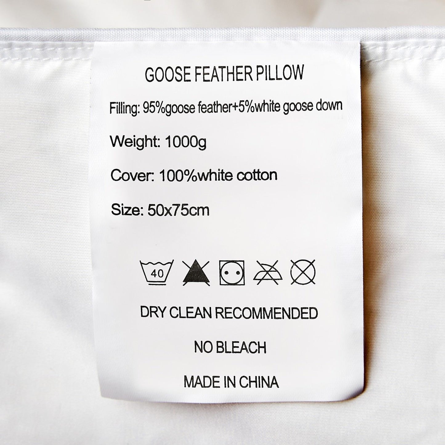 Royal Comfort Goose Down Feather Pillows 1000GSM 100% Cotton Cover - Twin Pack V160-201095