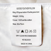 Royal Comfort Goose Down Feather Pillows 1000GSM 100% Cotton Cover - Twin Pack V160-201095