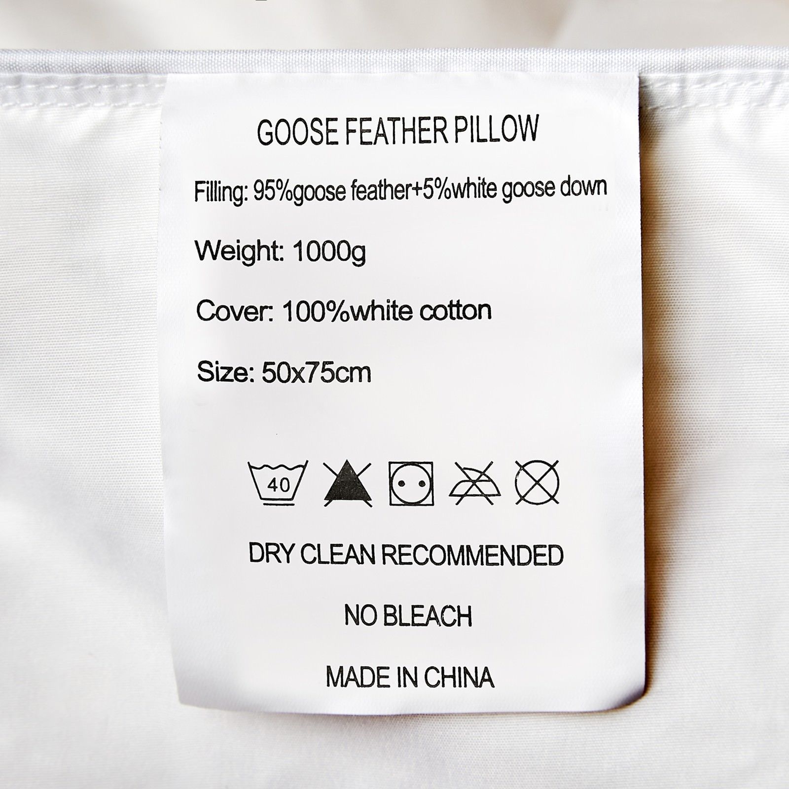 Royal Comfort Goose Down Feather Pillows 1000GSM 100% Cotton Cover - Twin Pack V160-201095