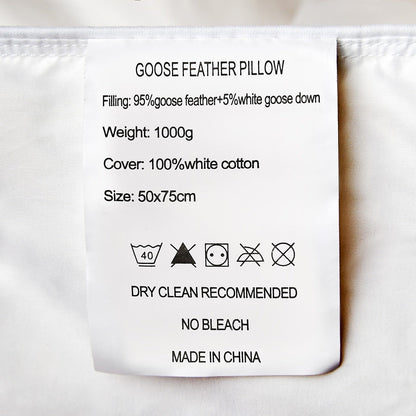 Royal Comfort Goose Down Feather Pillows 1000GSM 100% Cotton Cover - Twin Pack V160-201095