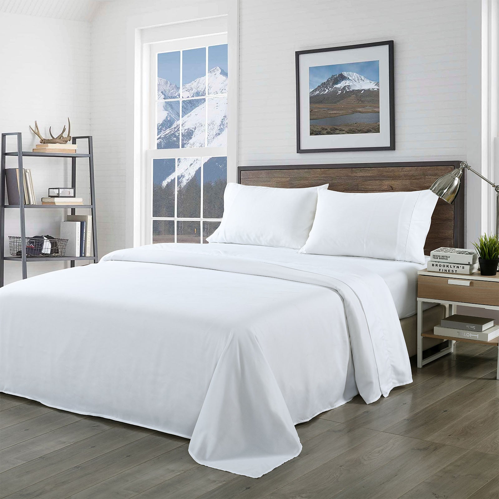 Royal Comfort Bamboo Blended Sheet & Pillowcases Set 1000TC Ultra Soft Bedding - Double - White V160-201992