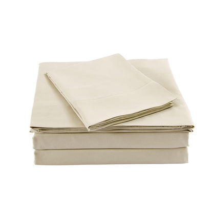 Royal Comfort Bamboo Blended Sheet & Pillowcases Set 1000TC Ultra Soft Bedding - Queen - Ivory V160-201997