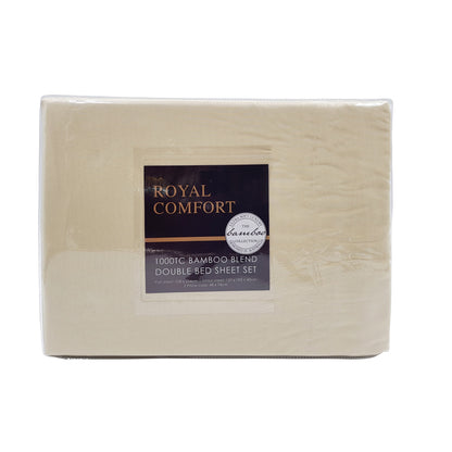 Royal Comfort Bamboo Blended Sheet & Pillowcases Set 1000TC Ultra Soft Bedding - Queen - Ivory V160-201997