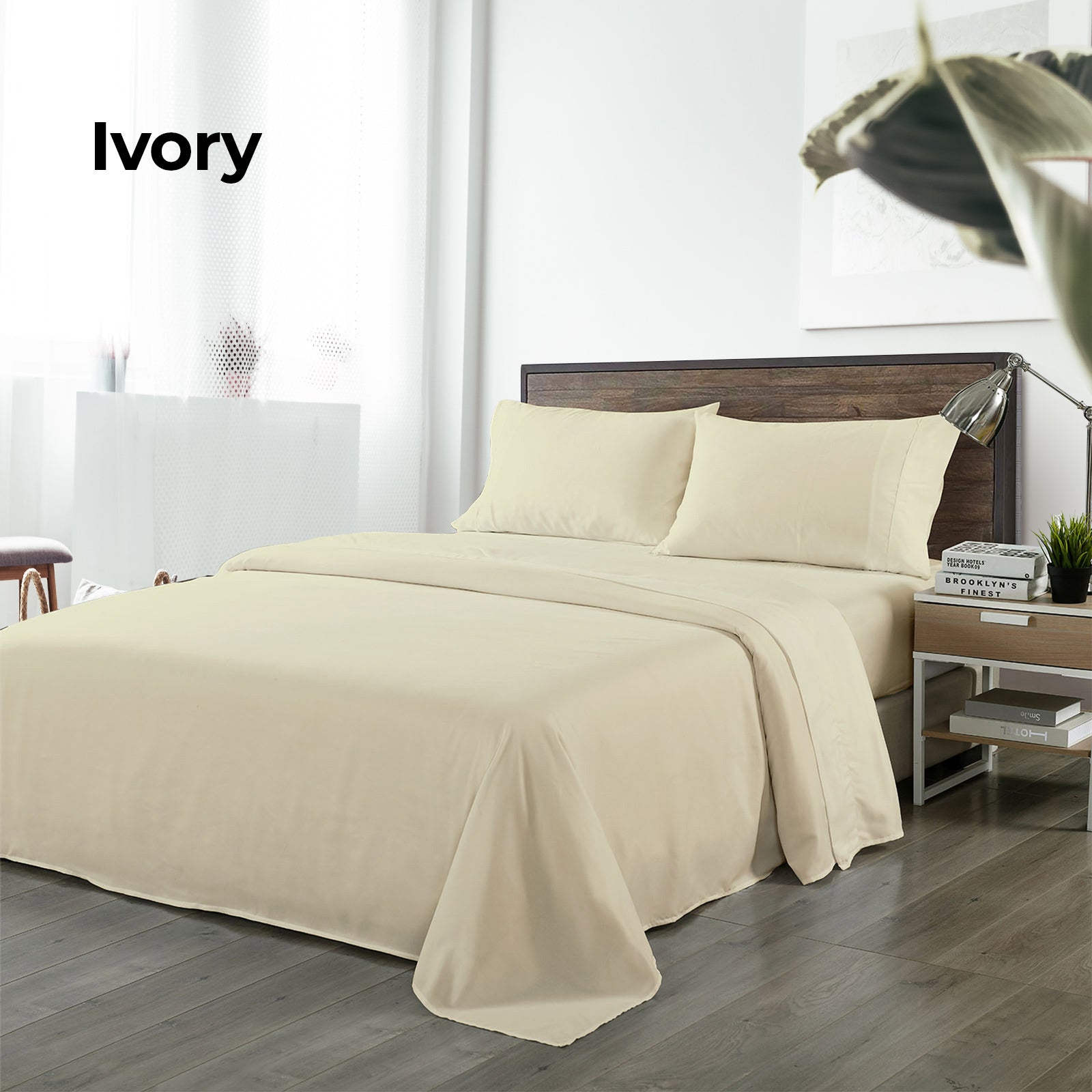 Royal Comfort Bamboo Blended Sheet & Pillowcases Set 1000TC Ultra Soft Bedding - Queen - Ivory V160-201997