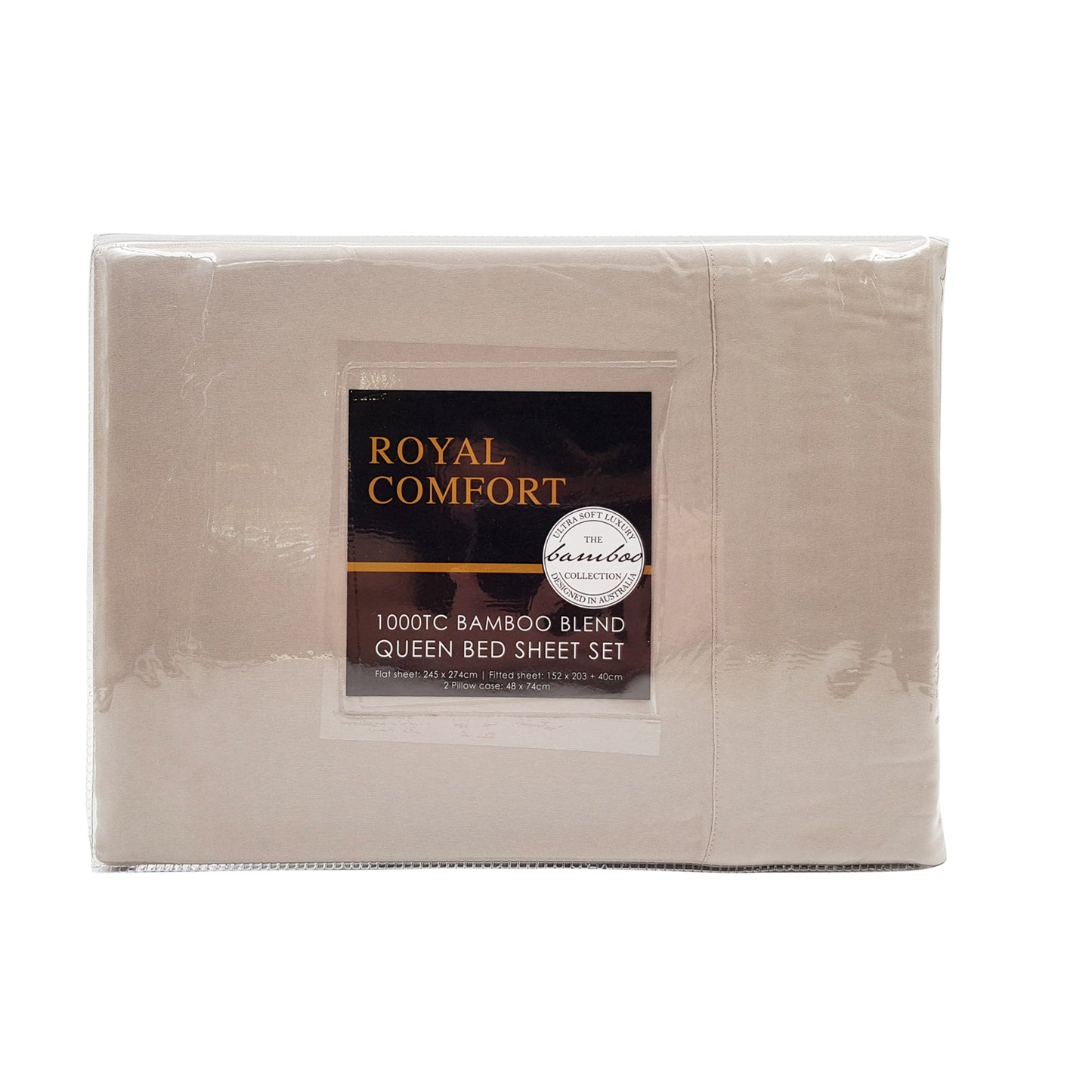 Royal Comfort Bamboo Blended Sheet & Pillowcases Set 1000TC Ultra Soft Bedding - Queen - Warm Grey V160-201999