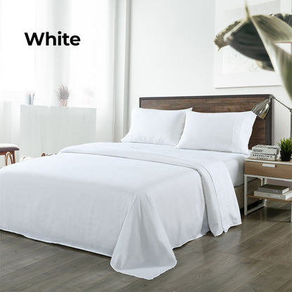 Royal Comfort Bamboo Blended Sheet & Pillowcases Set 1000TC Ultra Soft Bedding - King - White V160-202000