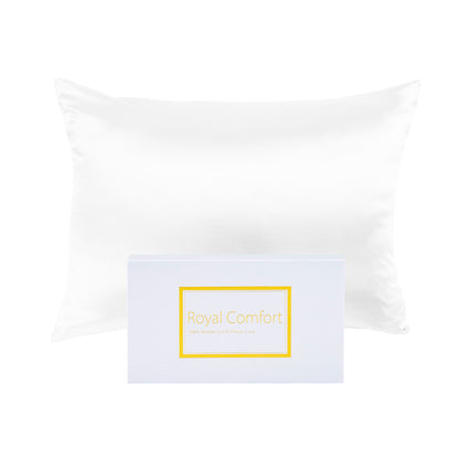 Royal Comfort Mulberry Soft Silk Hypoallergenic Pillowcase Twin Pack 51 x 76cm - White V160-202022