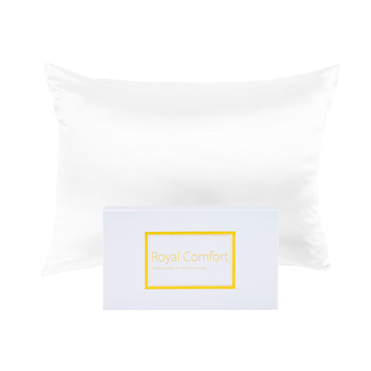 Royal Comfort Mulberry Soft Silk Hypoallergenic Pillowcase Twin Pack 51 x 76cm - White V160-202022