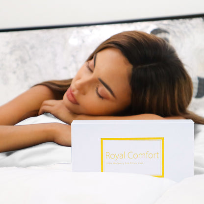 Royal Comfort Mulberry Soft Silk Hypoallergenic Pillowcase Twin Pack 51 x 76cm - White V160-202022