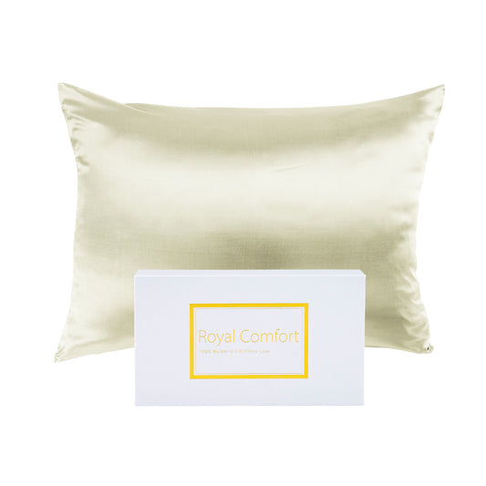 Royal Comfort Mulberry Soft Silk Hypoallergenic Pillowcase Twin Pack 51 x 76cm - Ivory V160-202023