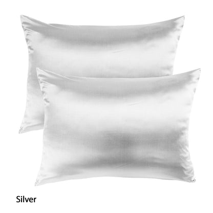 Royal Comfort Mulberry Soft Silk Hypoallergenic Pillowcase Twin Pack 51 x 76cm - Silver V160-202024
