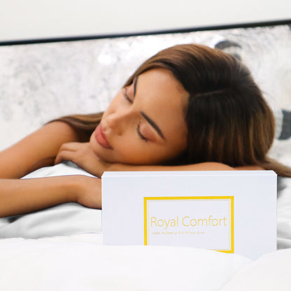 Royal Comfort Mulberry Soft Silk Hypoallergenic Pillowcase Twin Pack 51 x 76cm - Silver V160-202024